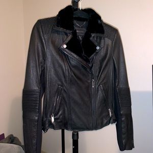 Women’s BCBG 100% leather jacket BLACK
